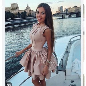 Pink Ruffled Peplum prom Mini Dress